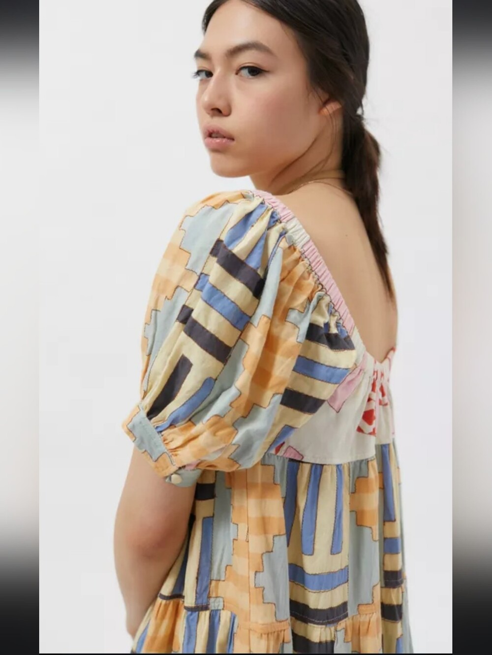 Kimchi Blue Multi-Color Geometric Tiered Maxi Dress - Picture 3 of 11